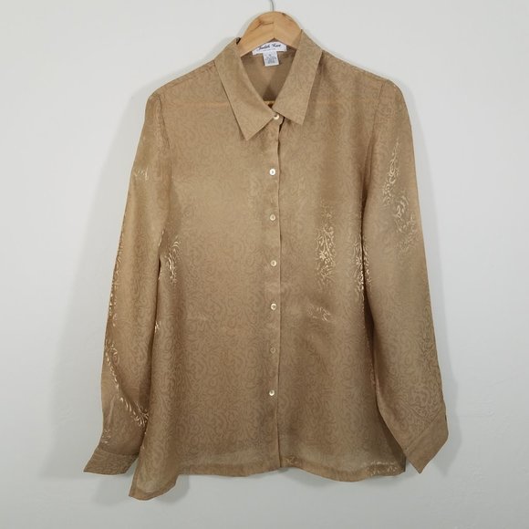 Judith Hart Tops - Judith Hart Long Sleeve  Gold Button Down Shirt 16